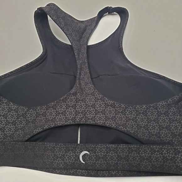 Zyia Active Flower Power Sports Bra Sz S Black High Neck Racerback - Picture 6 of 10